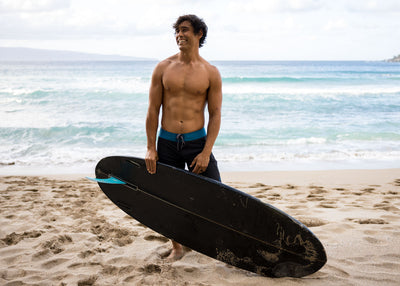 The Spartan Board Shorts - Shorter Length - Almost Black + Makena Blue