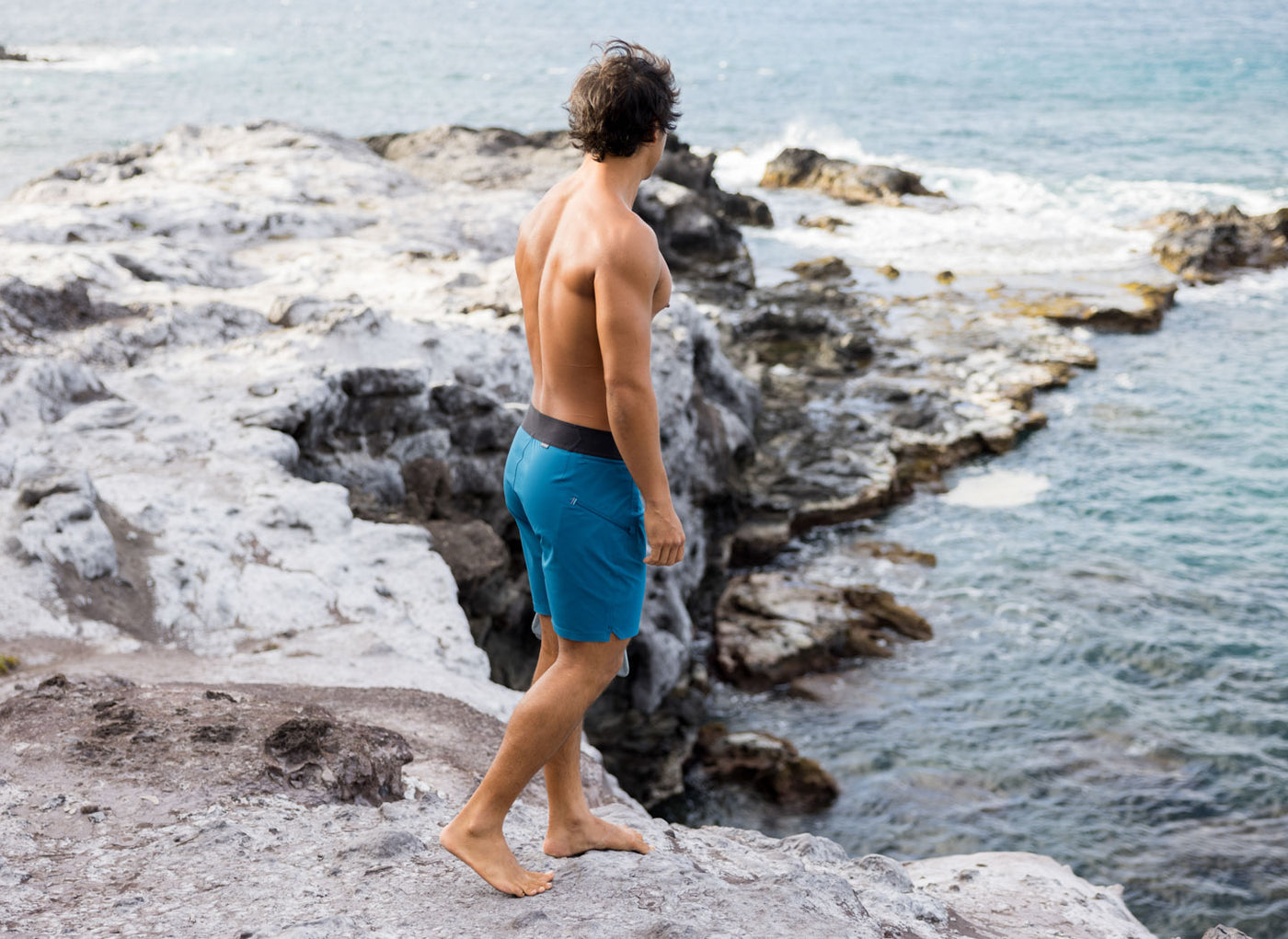 The Spartan Board Shorts - Shorter Length - Makena Blue + Almost Black