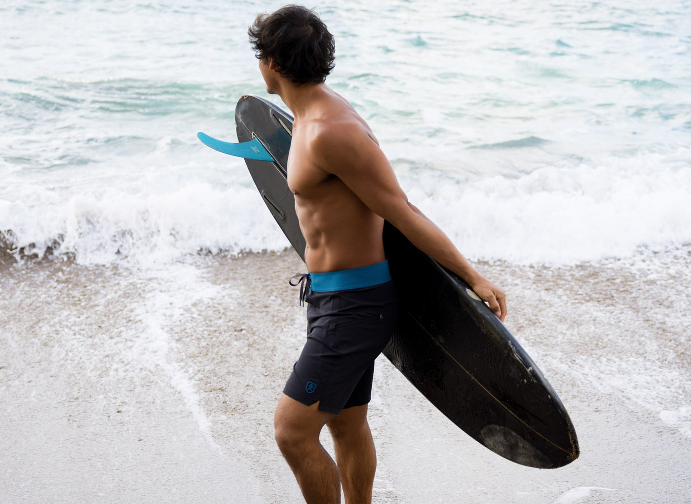 The Spartan Board Shorts - Shorter Length - Almost Black + Makena Blue